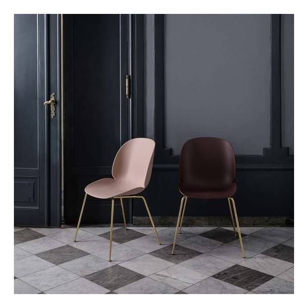 Chaise Beetle Dining Conic Brass Base