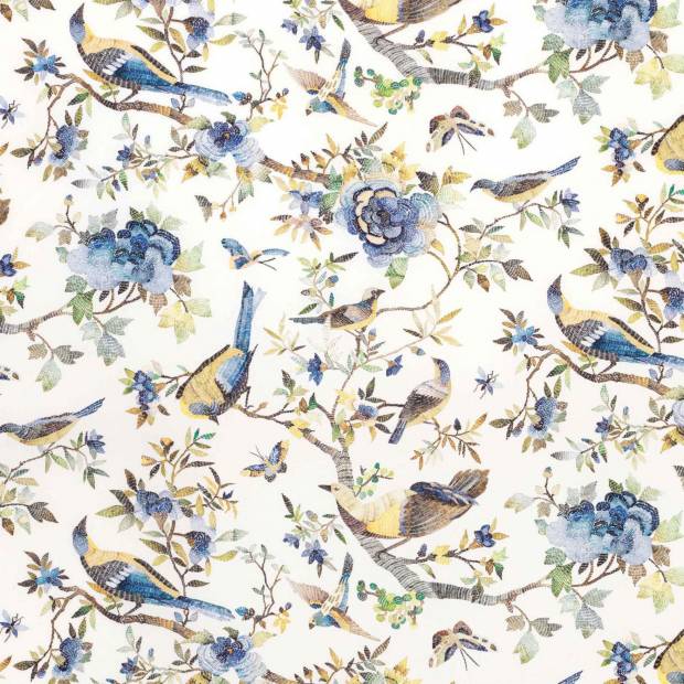 Tissu D'occasion Nina Campbell (Lelièvre) - Modèle Giverny Réf. 442A - 68x70 Cm - Coton Et Soie